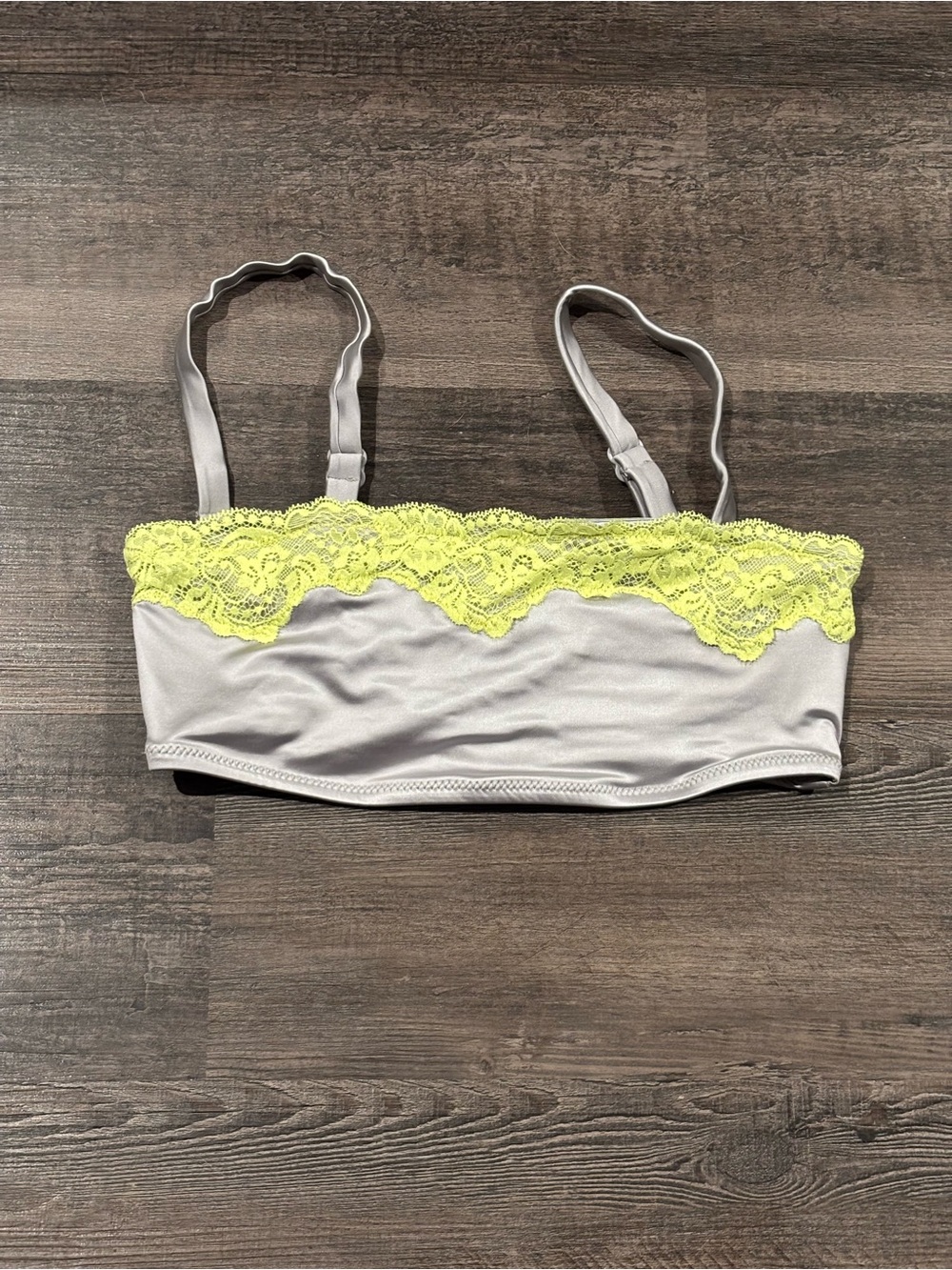 SKIMS Chrome Lace Bandeau Bikini Top